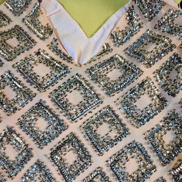 Basix Black Label spaghetti strap beaded Diamond Cocktail Dress - Size 4 - Picture 8 of 9